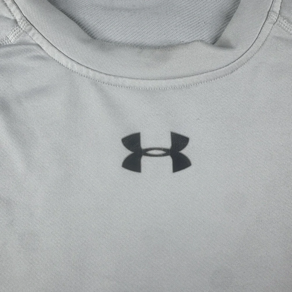 Under Armour Shirt Mens L White Long Sleeve Compression Thermal Logo Workout Gym